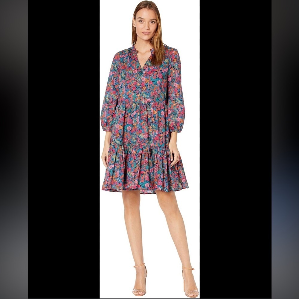 J. Crew Made With Liberty Fabrics Ruffleneck Tiered Popover Dress In Ciara Print